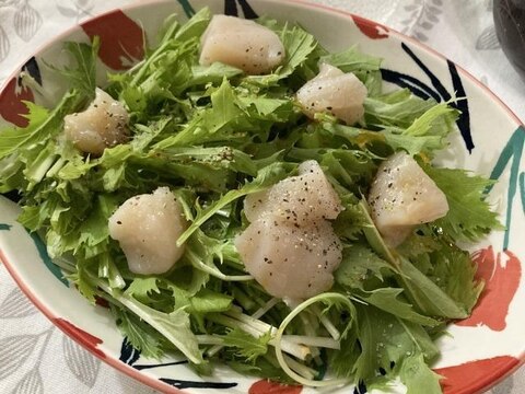 ホタテと水菜の棒棒鶏ソース
